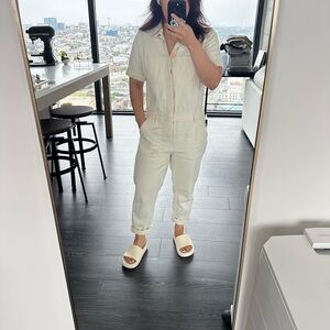 Everlane Cream Denim Jumpsuit